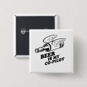 BADGE CARRÉ 5 CM LA BIÈRE EST MON COPILOTE (Devant & derrière)