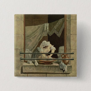 Badge Carré 5 Cm La blanchisseuse, gravée par J. Laurent Julien (c1