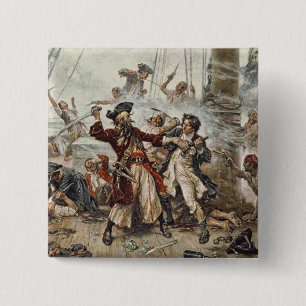 Badge Carré 5 Cm La capture de Blackbeard