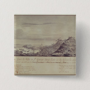 Badge Carré 5 Cm La capture française Grenada, 1779