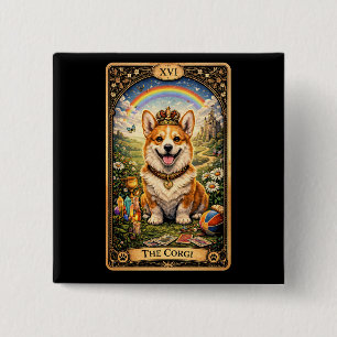 Badge Carré 5 Cm La carte de tarot Corgi