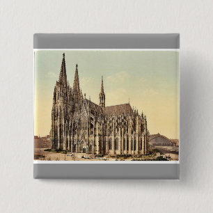Badge Carré 5 Cm La cathédrale, côté, Cologne, le Rhin, Allemagn