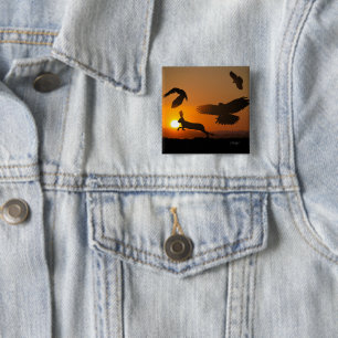 Badge Carré 5 Cm La chasse aux buses de Harris