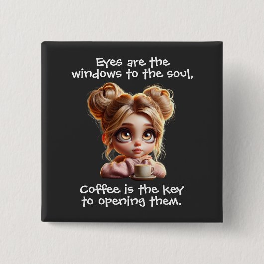 Badge Carré 5 Cm La Clé Est Le Café (Devant)