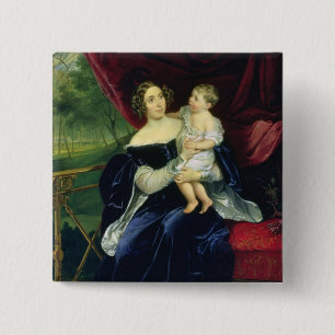 Badge Carré 5 Cm La comtesse Olga Ivanovna Orlov avec sa fille
