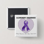 Badge Carré 5 Cm La conscience d'Alzheimer (Devant & derrière)