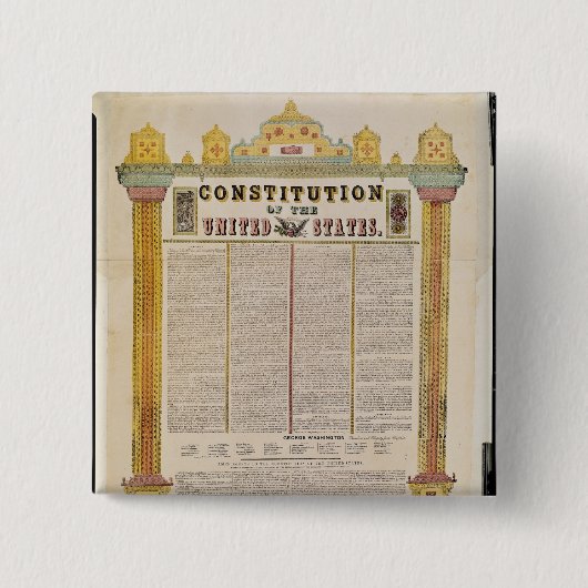 Badge Carré 5 Cm La constitution des Etats-Unis d'Amérique (Devant)