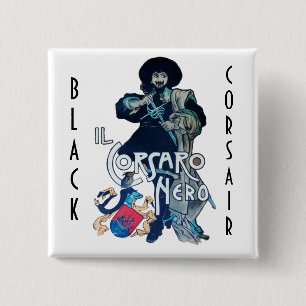 BADGE CARRÉ 5 CM LA CORSAIRE NOIRE