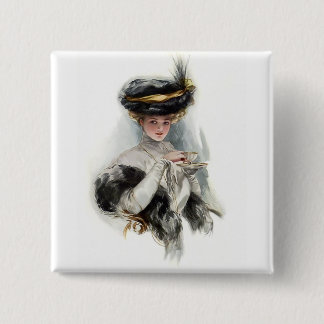 Badge Carré 5 Cm La Dame de Thé de l'après-midi