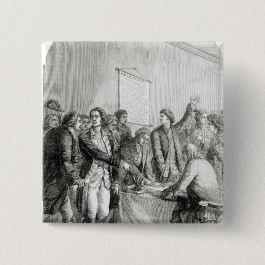 Badge Carré 5 Cm La déclaration d'indépendance des Etats-Unis (Devant)