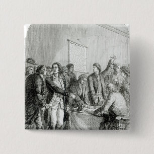 Badge Carré 5 Cm La déclaration d'indépendance des Etats-Unis