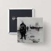 Badge Carré 5 Cm La découverte de l'Amérique par Leif Eriksson (Devant & derrière)