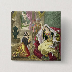 Badge Carré 5 Cm La domestique hébreue captive qui a attendu sur