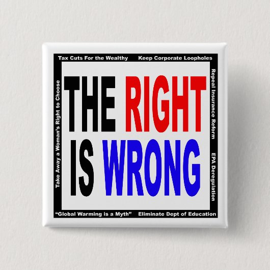 Badge Carré 5 Cm La droite est erronée (Devant)