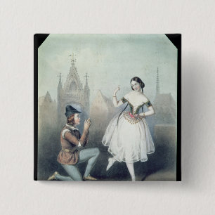 Badge Carré 5 Cm La Esmeralda': Carlotta Grisi et Jules Perrot