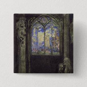 Badge Carré 5 Cm La fenêtre en verre teinté, 1904