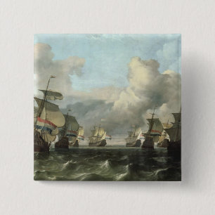 Badge Carré 5 Cm La flotte néerlandaise de la compagnie de l'Inde,