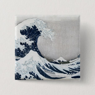 Badge Carré 5 Cm La grande vague outre de Kanagawa