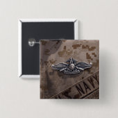 Badge Carré 5 Cm La guerre de la flotte enrôlée (Devant & derrière)