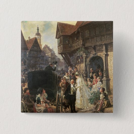 Badge Carré 5 Cm La jeune mariée, 19ème siècle (Devant)