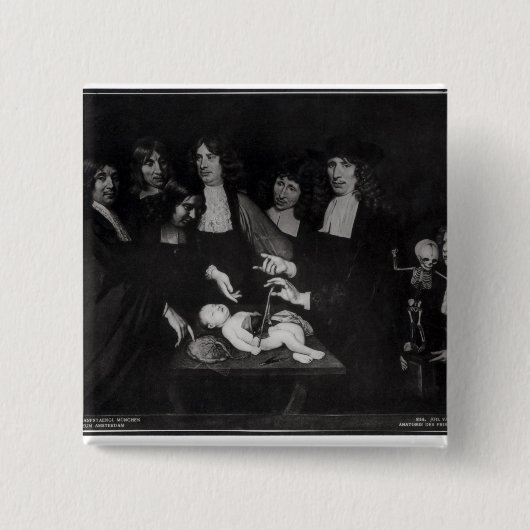 Badge Carré 5 Cm La leçon d'anatomie de professeur Frederik (Devant)