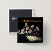 Badge Carré 5 Cm La leçon de budget (Devant & derrière)