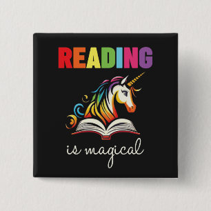 Badge Carré 5 Cm La lecture est ma magie