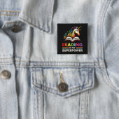 Badge Carré 5 Cm La lecture est ma superpuissance (En situation)