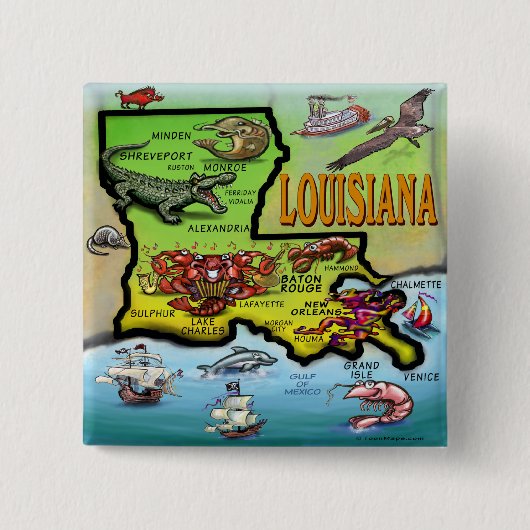 Badge Carré 5 Cm La Louisiane (Devant)