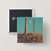 Badge Carré 5 Cm La Lune et une tour : Aberystwyth (Devant & derrière)