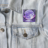 Badge Carré 5 Cm "La Lune impossible"- (En situation)