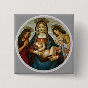 Badge Carré 5 Cm La Madone à l'Enfant de Botticelli