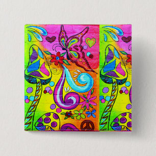 Badge Carré 5 Cm la magie répand bouton super