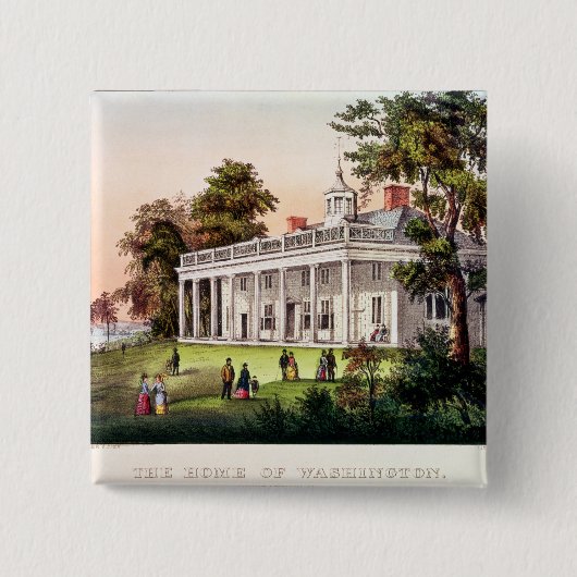 Badge Carré 5 Cm La maison de George Washington (Devant)