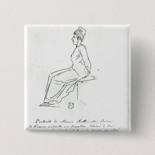 Badge Carré 5 Cm La manière de Marie-Antoinette à son exécution (Devant)