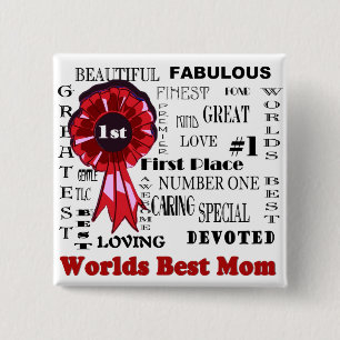 Badge Carré 5 Cm La meilleure conception de maman de mot des mondes