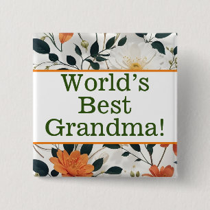 Badge Carré 5 Cm La meilleure épingle de grand-mère du monde