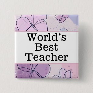 Badge Carré 5 Cm La meilleure épingle du professeur au monde