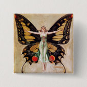 Badge Carré 5 Cm La métamorphose de la fille Flapper au papillon 19 (Devant)