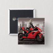 Badge Carré 5 Cm La Moto de Marilyn (Devant & derrière)