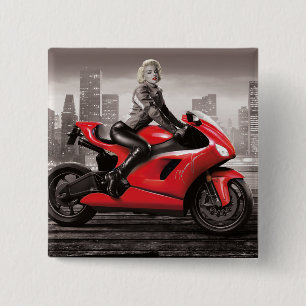 Badge Carré 5 Cm La Moto de Marilyn
