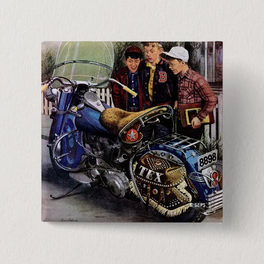 Badge Carré 5 Cm La moto de Tex (Devant)