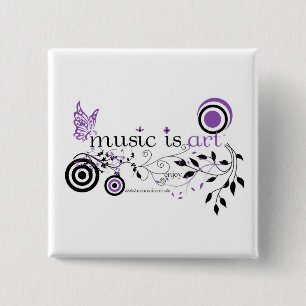 Badge Carré 5 Cm La musique est art