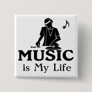 Badge Carré 5 Cm La musique est ma vie
