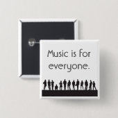 Badge Carré 5 Cm La musique est pour chacun (Devant & derrière)