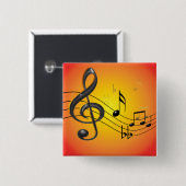 Badge Carré 5 Cm La musique note le bouton (Devant & derrière)