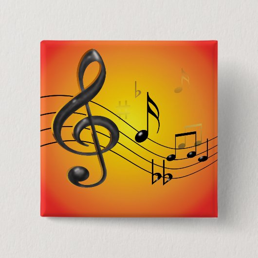 Badge Carré 5 Cm La musique note le bouton (Devant)