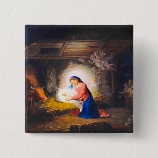 Badge Carré 5 Cm La Nativité du Christ (Devant)
