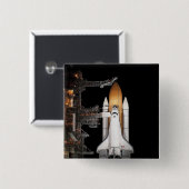 Badge Carré 5 Cm La navette spatiale Atlantis est prête (Devant & derrière)