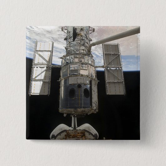 Badge Carré 5 Cm La navette spatiale du télescope spatial Hubble At (Devant)